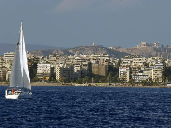 Sailing boat infront of Athens